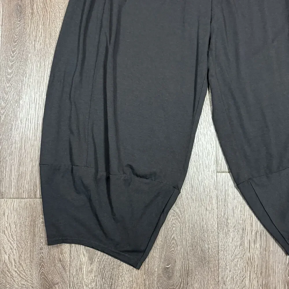 Lisa Bayne Black Bamboo Cotton Blend Cropped Harem Pants Medium Made in USA - Picture 3 of 13